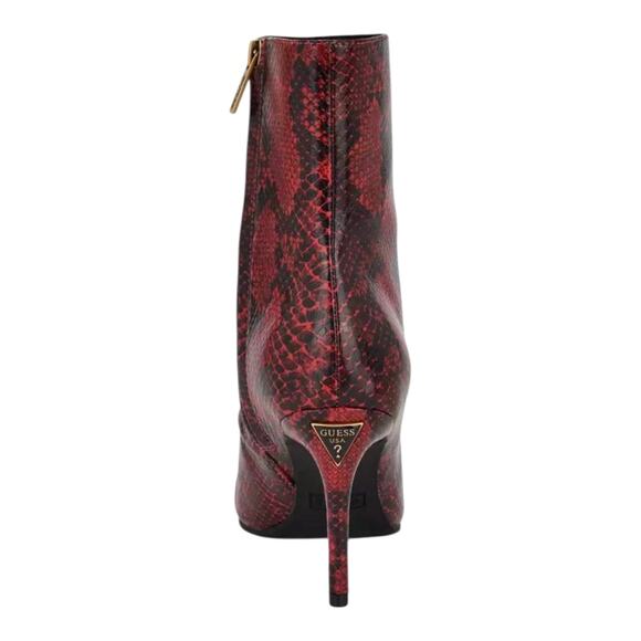 GUESS Women's Richery Stiletto Heel Ankle Dress Booties Red Snake Size 9 - Picture 3 of 5